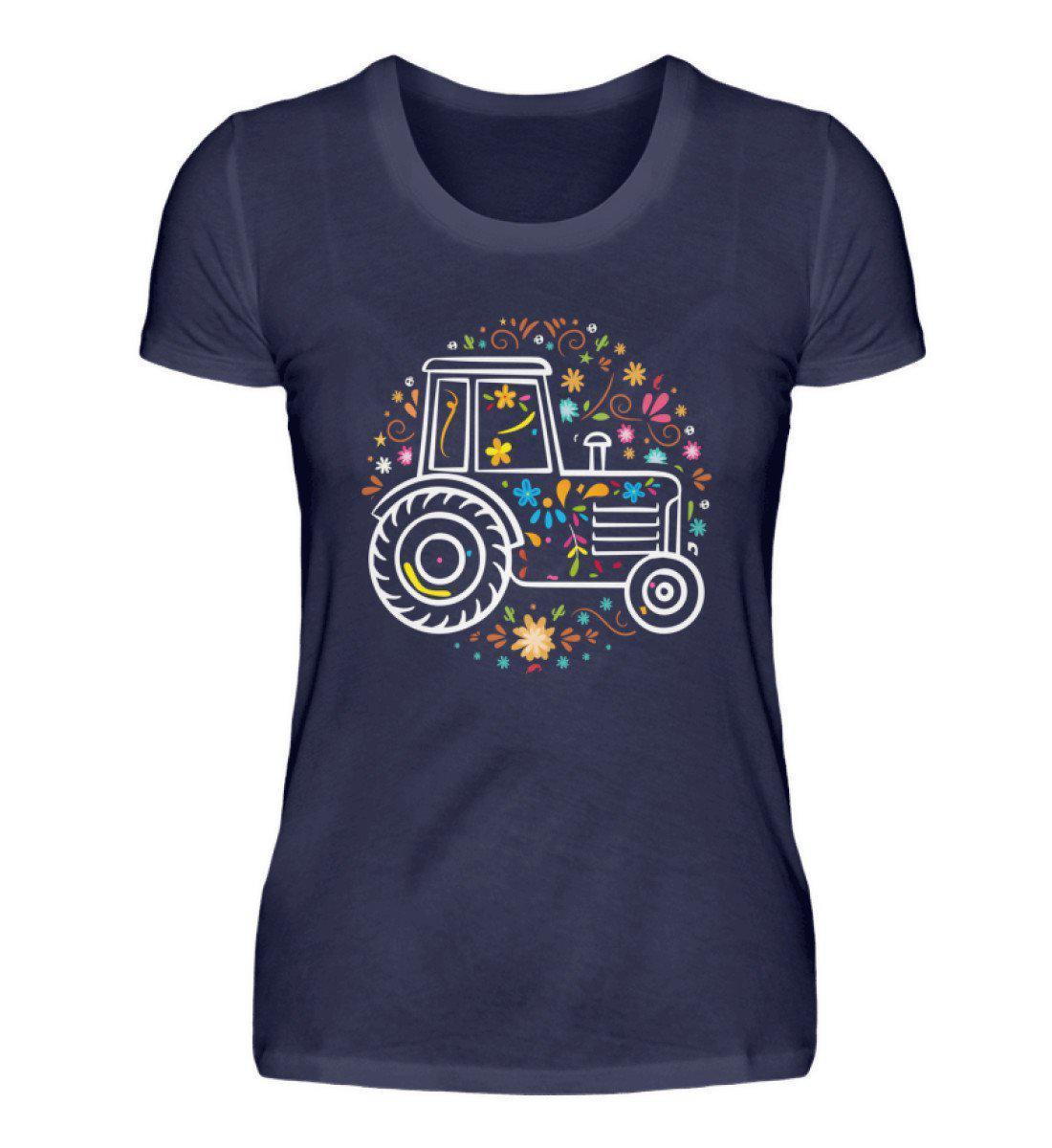 Traktor Colorful · Damen T-Shirt-Damen Basic T-Shirt-Navy-S-Agrarstarz