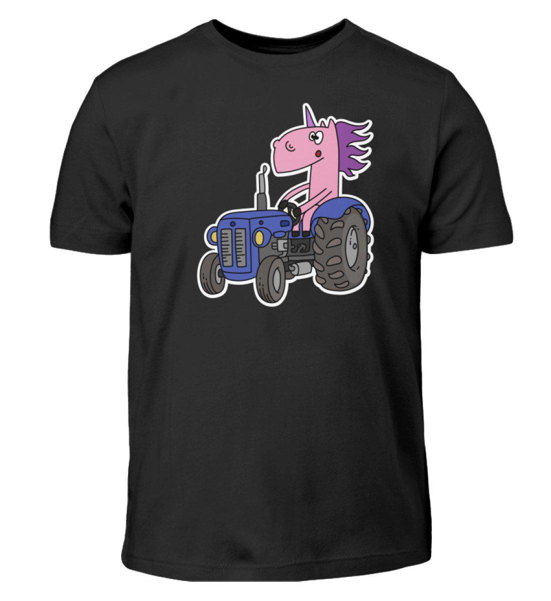 Traktor Einhorn · Kinder T-Shirt-Kinder T-Shirt-Black-3/4 (98/104)-Agrarstarz