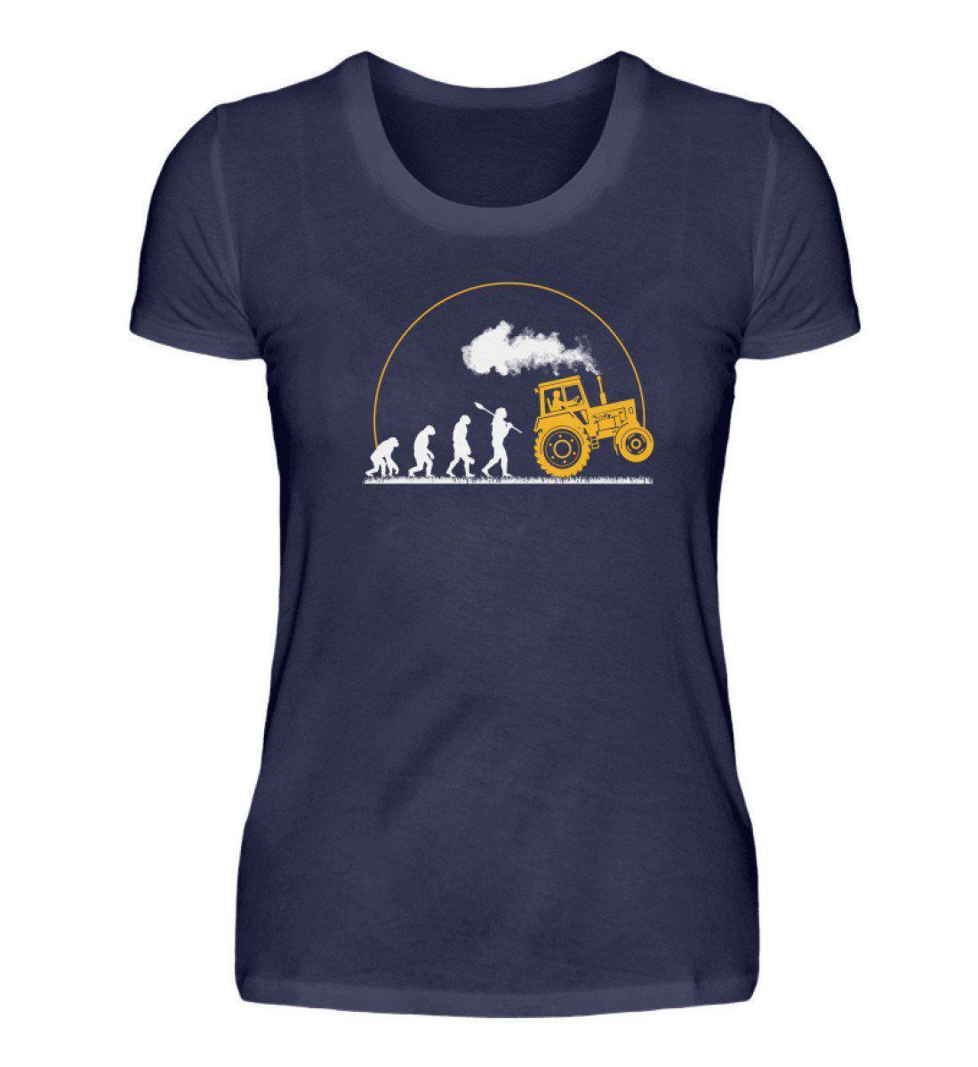 Traktor Evolution Gelb · Damen T-Shirt-Damen Basic T-Shirt-Navy-S-Agrarstarz