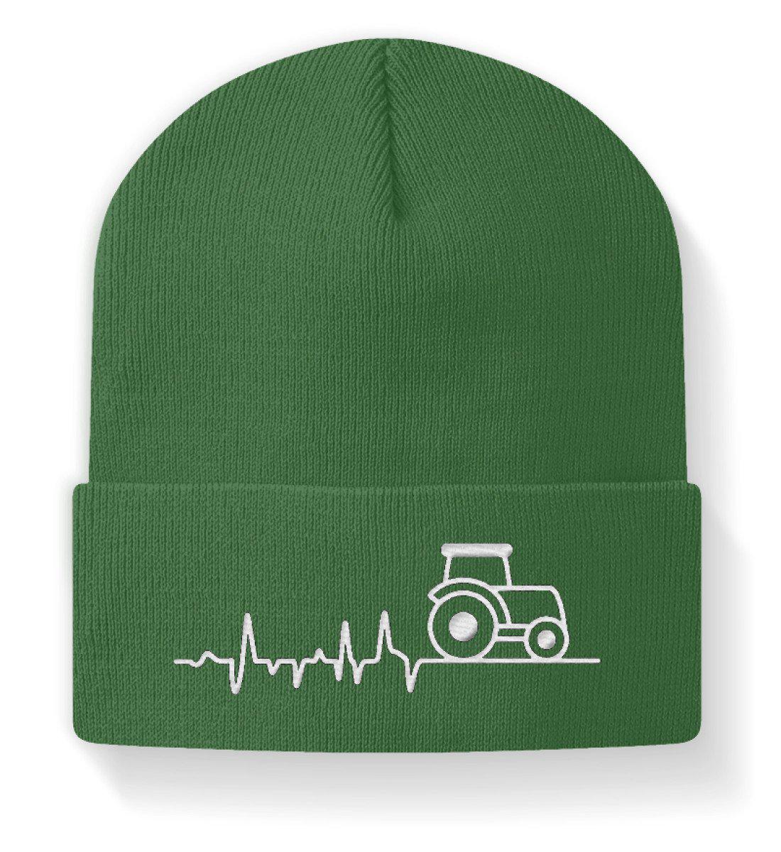 Traktor Heartbeat · Beanie Mütze-Beanie mit Stick-Moss Green-M-Agrarstarz