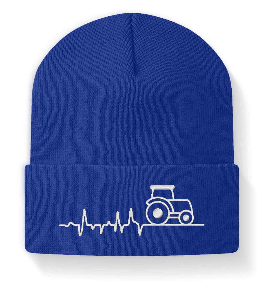 Traktor Heartbeat · Beanie Mütze-Beanie mit Stick-Royal-M-Agrarstarz