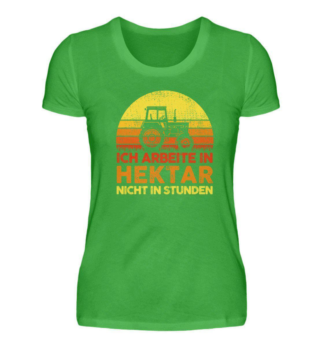 Traktor Hektar Stunden Retro · Damen T-Shirt-Damen Basic T-Shirt-Green Apple-S-Agrarstarz