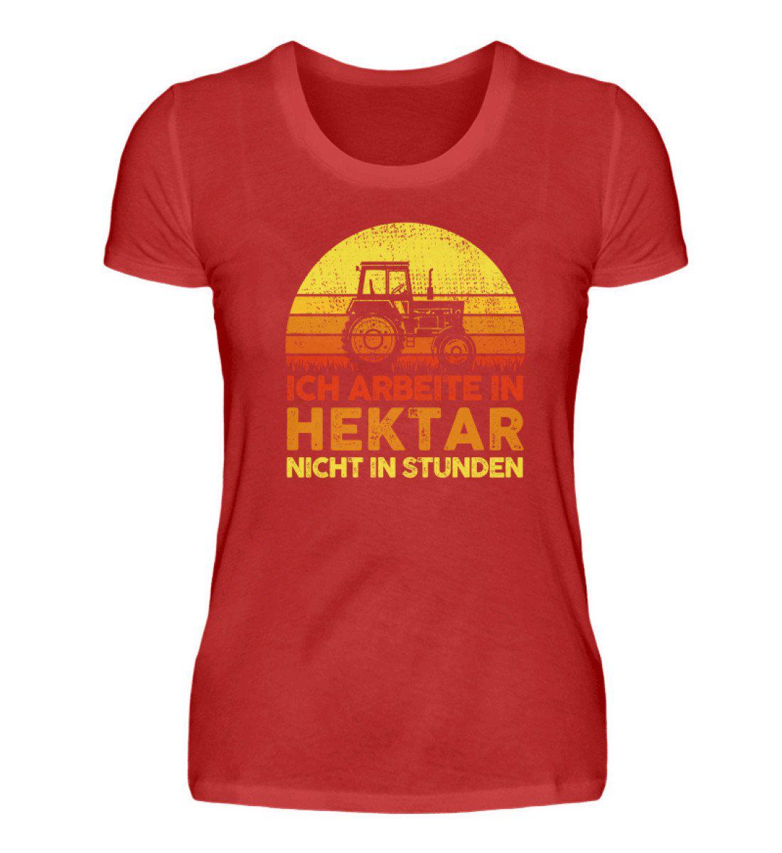 Traktor Hektar Stunden Retro · Damen T-Shirt-Damen Basic T-Shirt-Red-S-Agrarstarz