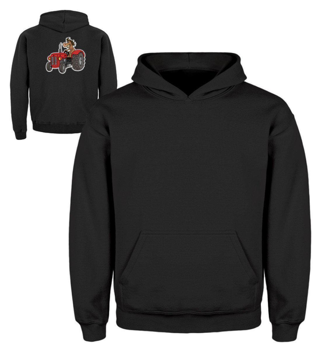 Traktor Pferd · Kinder Kapuzenpullover Hoodie-Kinder Hoodie-Jet Black-3/4 (98/104)-Agrarstarz