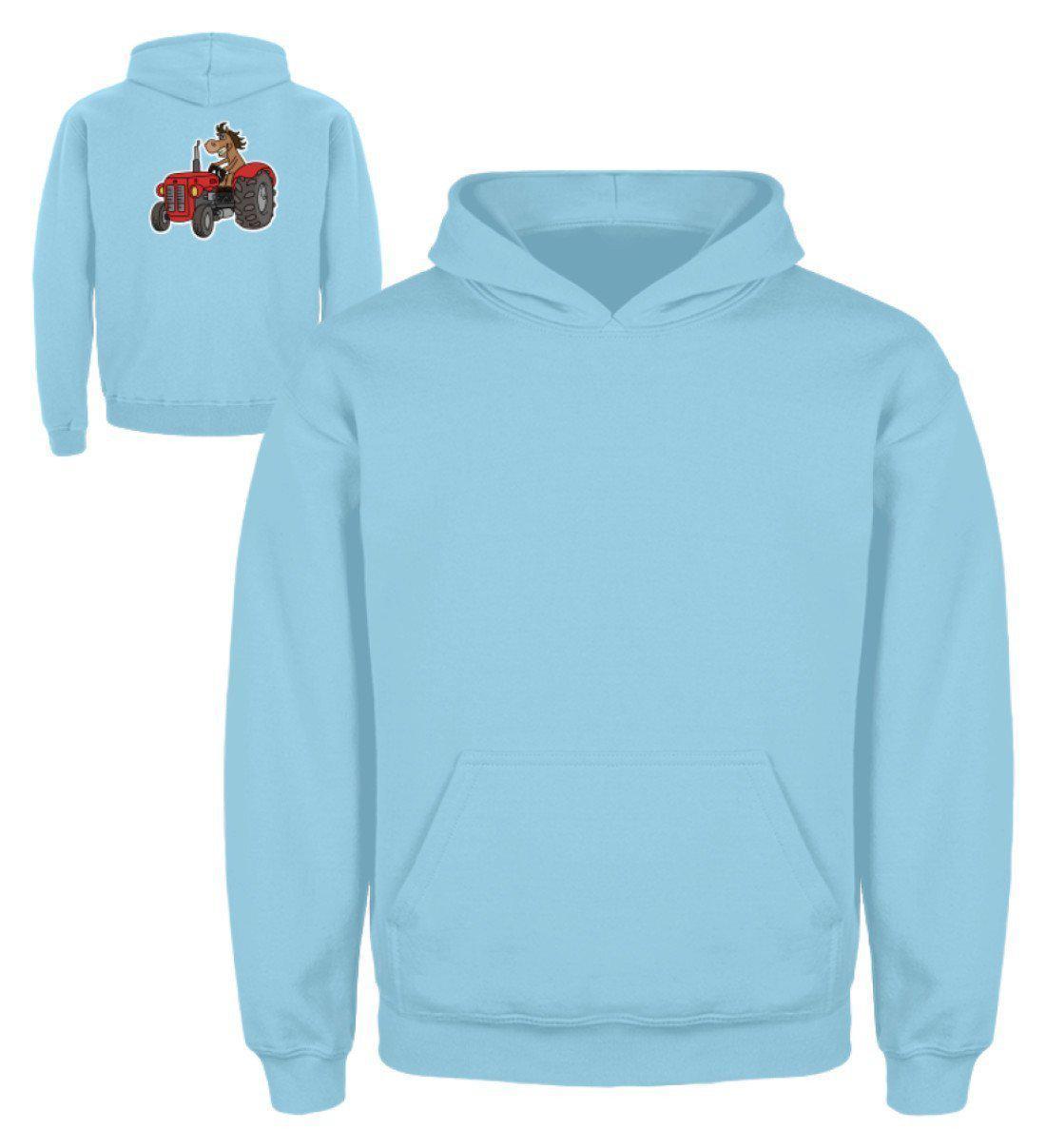 Traktor Pferd · Kinder Kapuzenpullover Hoodie-Kinder Hoodie-Sky Blue-3/4 (98/104)-Agrarstarz