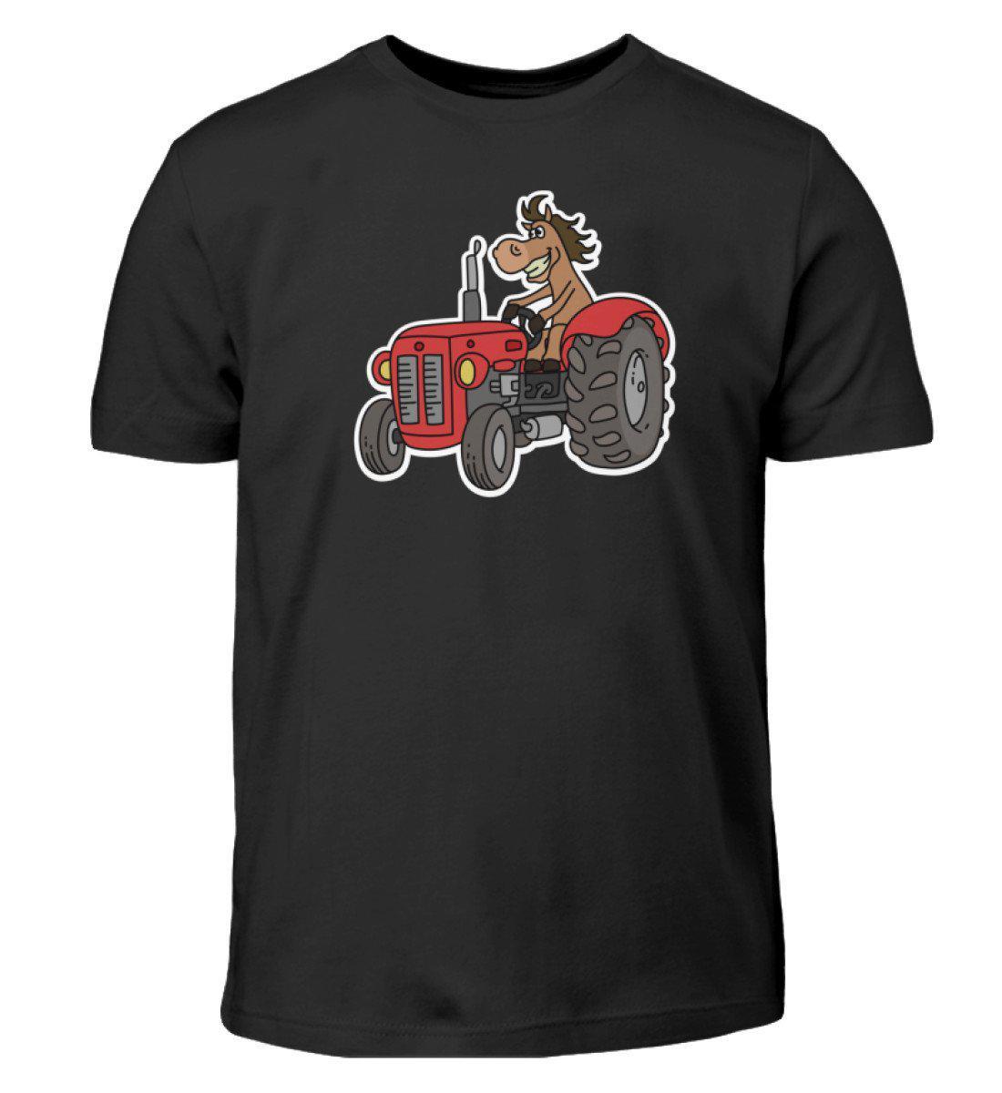 Traktor Pferd · Kinder T-Shirt-Kinder T-Shirt-Black-3/4 (98/104)-Agrarstarz