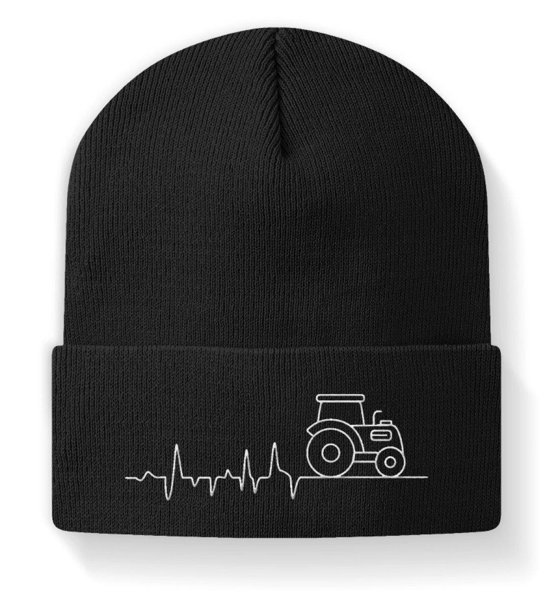 Traktor Simple Heartbeat · Beanie Mütze-Beanie mit Stick-Black-M-Agrarstarz