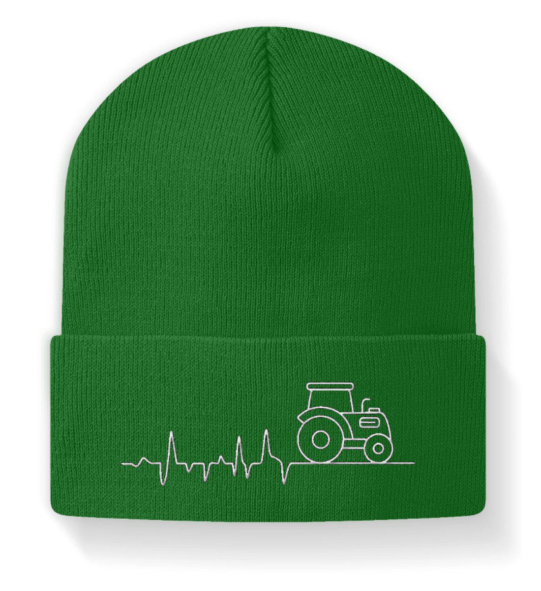 Traktor Simple Heartbeat · Beanie Mütze-Beanie mit Stick-Kelly Green-M-Agrarstarz
