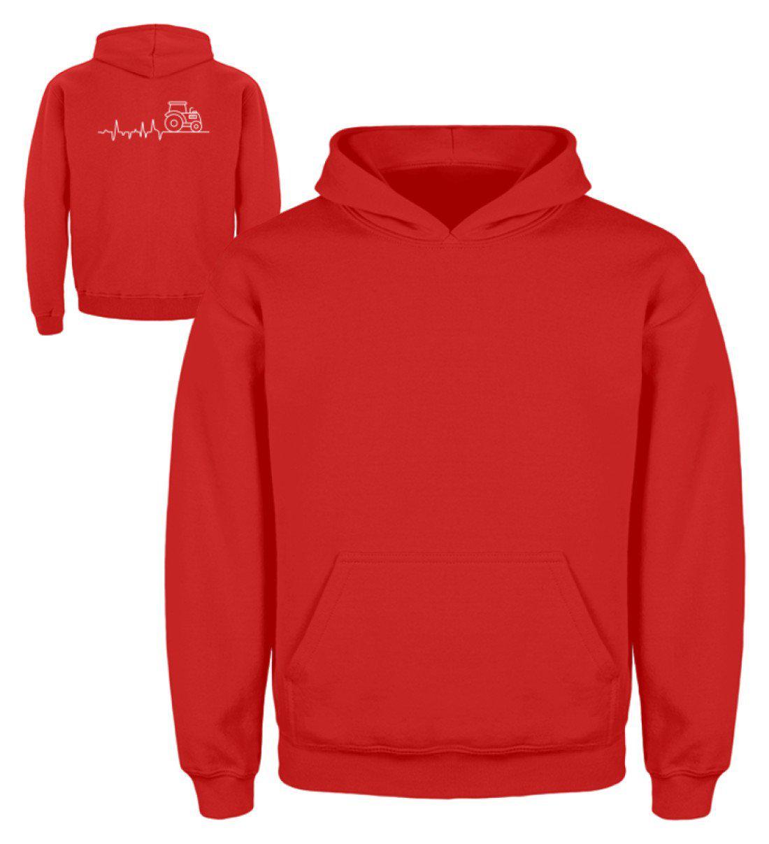 Traktor Simple Heartbeat · Kinder Kapuzenpullover Hoodie-Kinder Hoodie-Fire Red-3/4 (98/104)-Agrarstarz