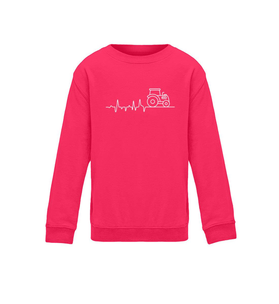 Traktor Simple Heartbeat · Kinder Sweatshirt-Kinder Sweatshirt-Hot Pink-12/14 (152/164)-Agrarstarz