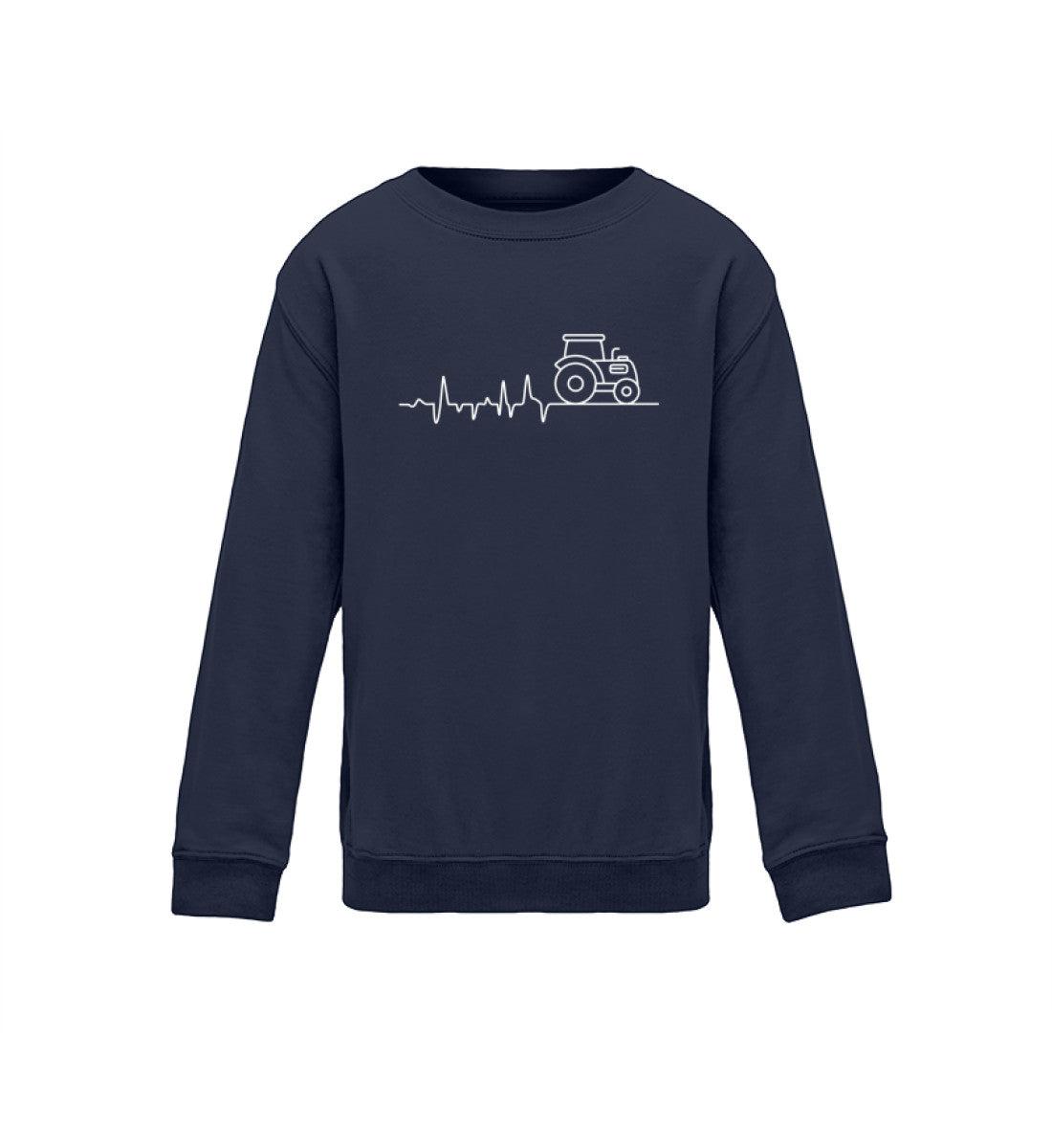 Traktor Simple Heartbeat · Kinder Sweatshirt-Kinder Sweatshirt-Oxford Navy-12/14 (152/164)-Agrarstarz