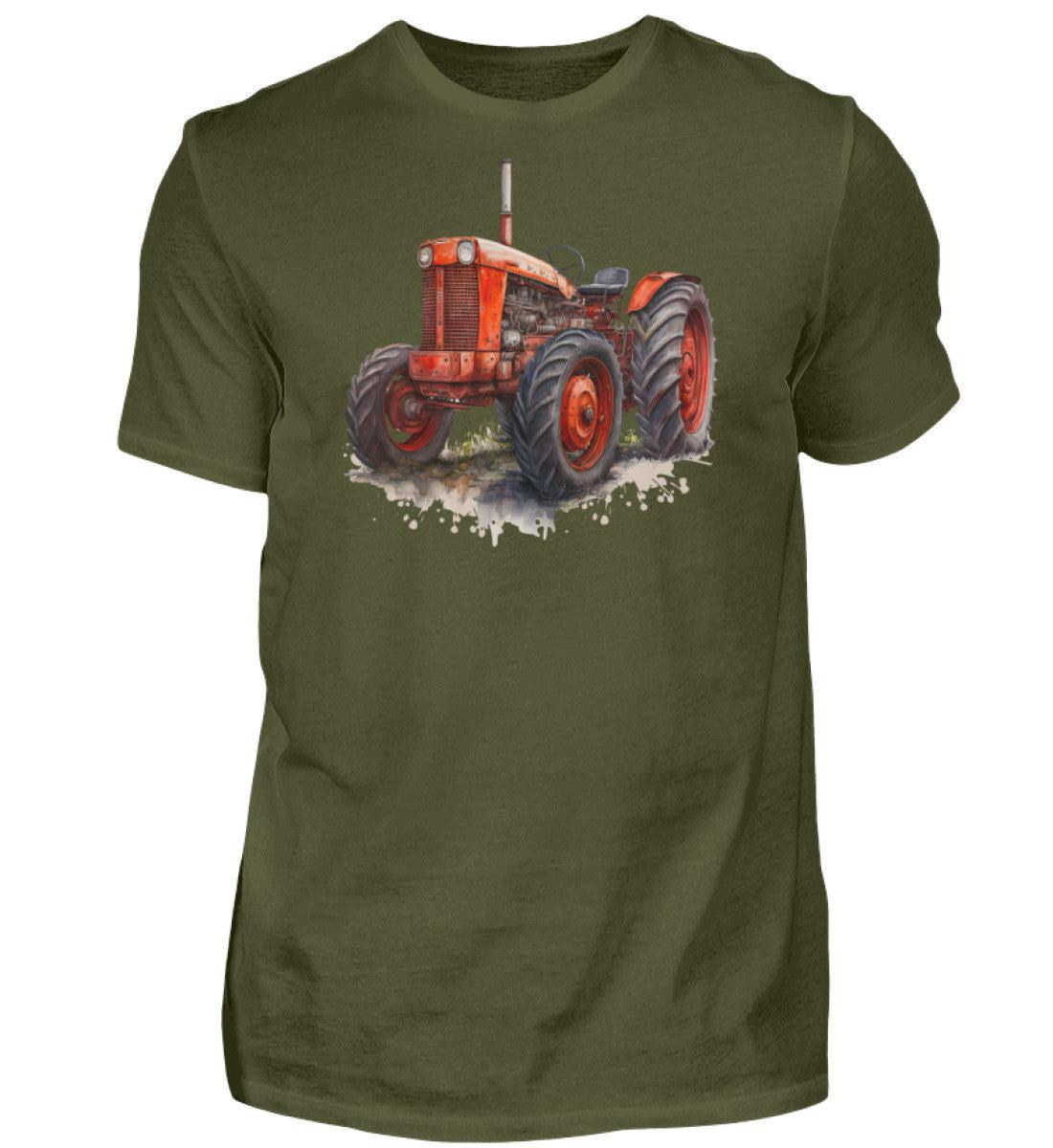 Traktor Wasserfarben 2 · Herren T-Shirt-Herren Basic T-Shirt-Urban Khaki-S-Agrarstarz