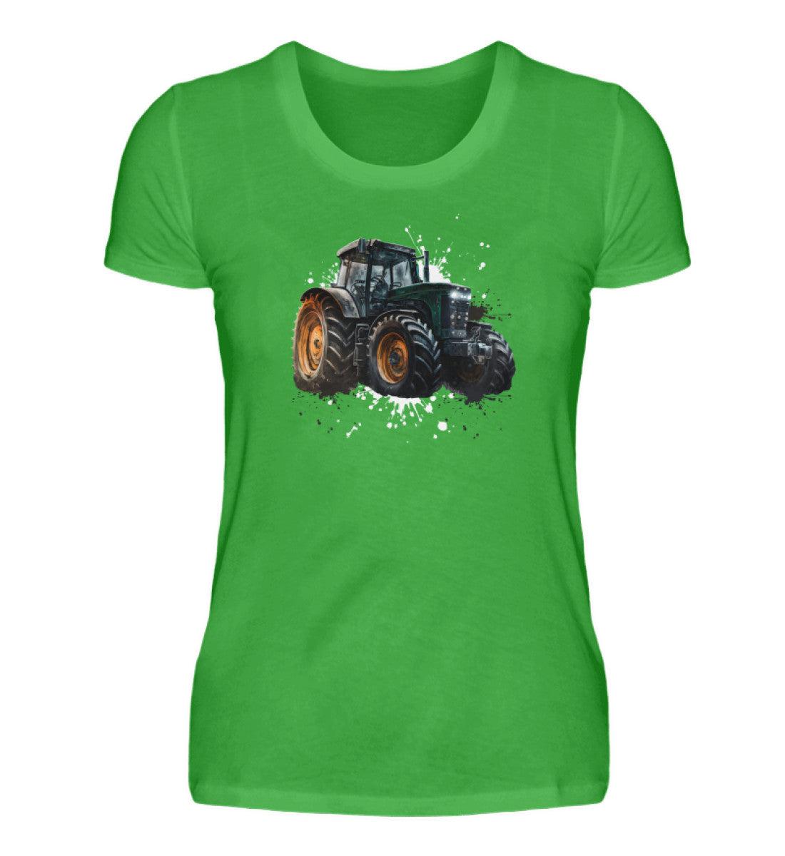 Traktor Wasserfarben 3 · Damen T-Shirt-Damen Basic T-Shirt-Green Apple-S-Agrarstarz