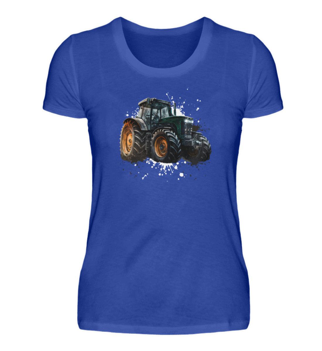 Traktor Wasserfarben 3 · Damen T-Shirt-Damen Basic T-Shirt-Neon Blue-S-Agrarstarz