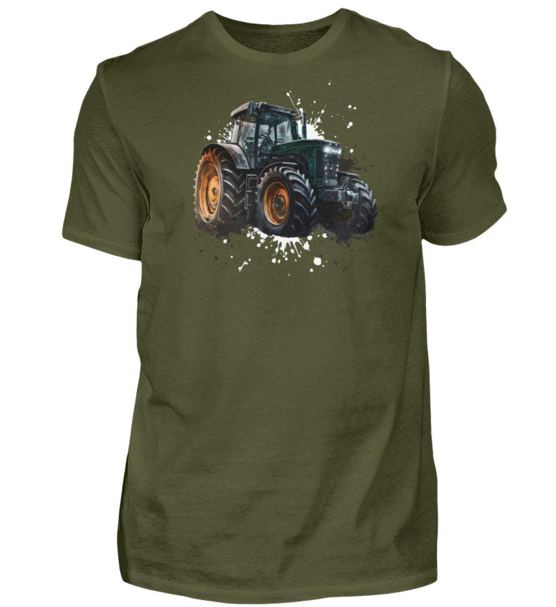 Traktor Wasserfarben 3 · Herren T-Shirt-Herren Basic T-Shirt-Urban Khaki-S-Agrarstarz