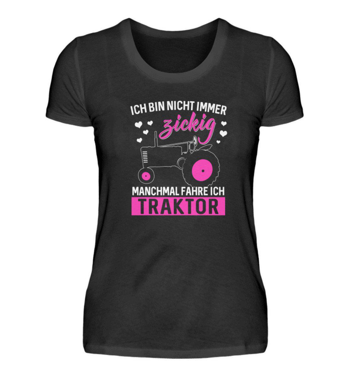 Traktor fahren zickig · Damen T-Shirt-Damen Basic T-Shirt-Black-S-Agrarstarz