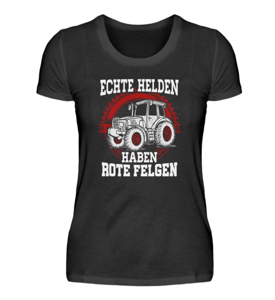 Traktor rote Felgen · Damen T-Shirt-Damen Basic T-Shirt-Black-S-Agrarstarz