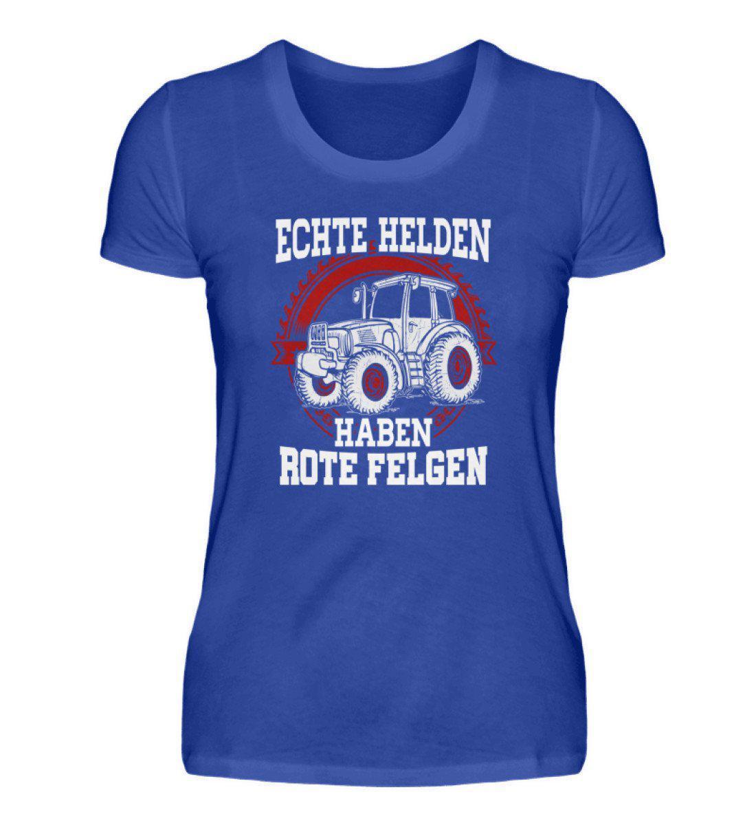 Traktor rote Felgen · Damen T-Shirt-Damen Basic T-Shirt-Neon Blue-S-Agrarstarz