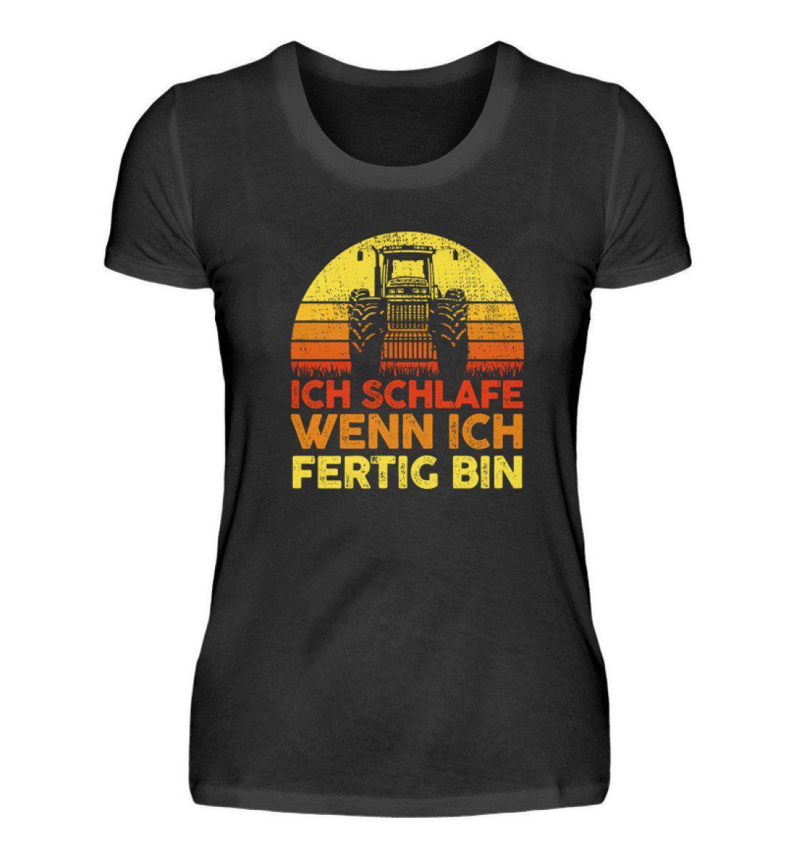 Traktor schlafe fertig Retro · Damen T-Shirt-Damen Basic T-Shirt-Black-S-Agrarstarz