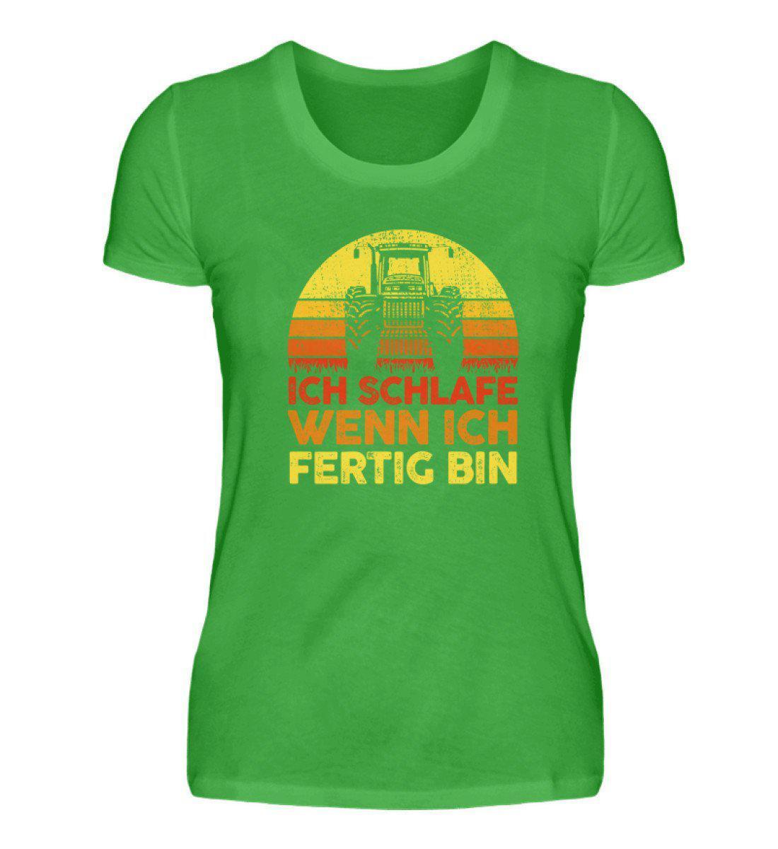 Traktor schlafe fertig Retro · Damen T-Shirt-Damen Basic T-Shirt-Green Apple-S-Agrarstarz
