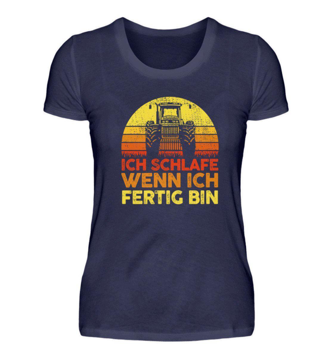 Traktor schlafe fertig Retro · Damen T-Shirt-Damen Basic T-Shirt-Navy-S-Agrarstarz