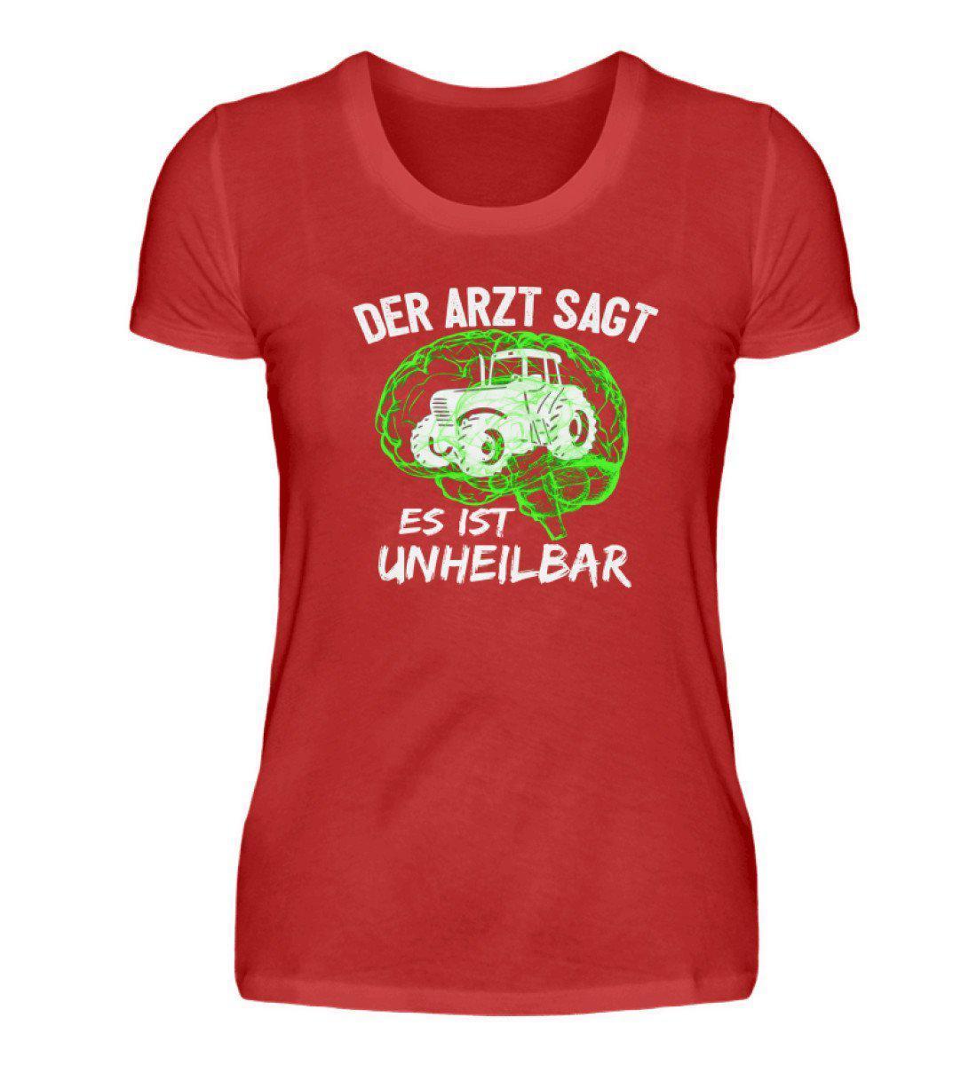 Traktor unheilbar Grün · Damen T-Shirt-Damen Basic T-Shirt-Red-S-Agrarstarz
