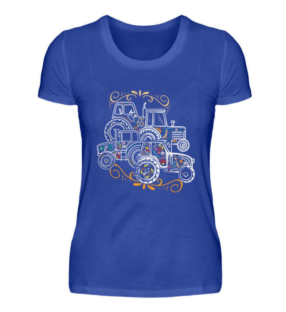 Traktoren Colorful · Damen T-Shirt-Damen Basic T-Shirt-Neon Blue-S-Agrarstarz