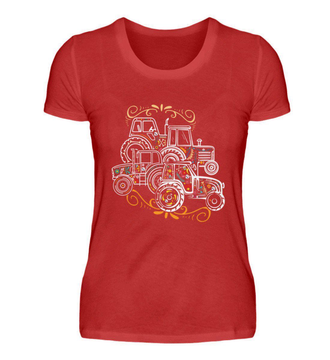 Traktoren Colorful · Damen T-Shirt-Damen Basic T-Shirt-Red-S-Agrarstarz
