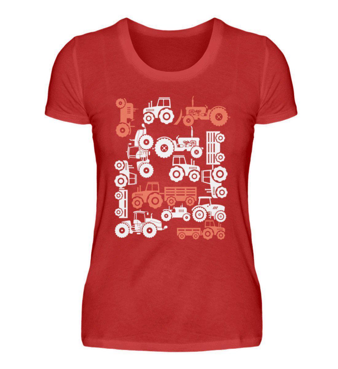 Traktoren Simple Symbole · Damen T-Shirt-Damen Basic T-Shirt-Red-S-Agrarstarz