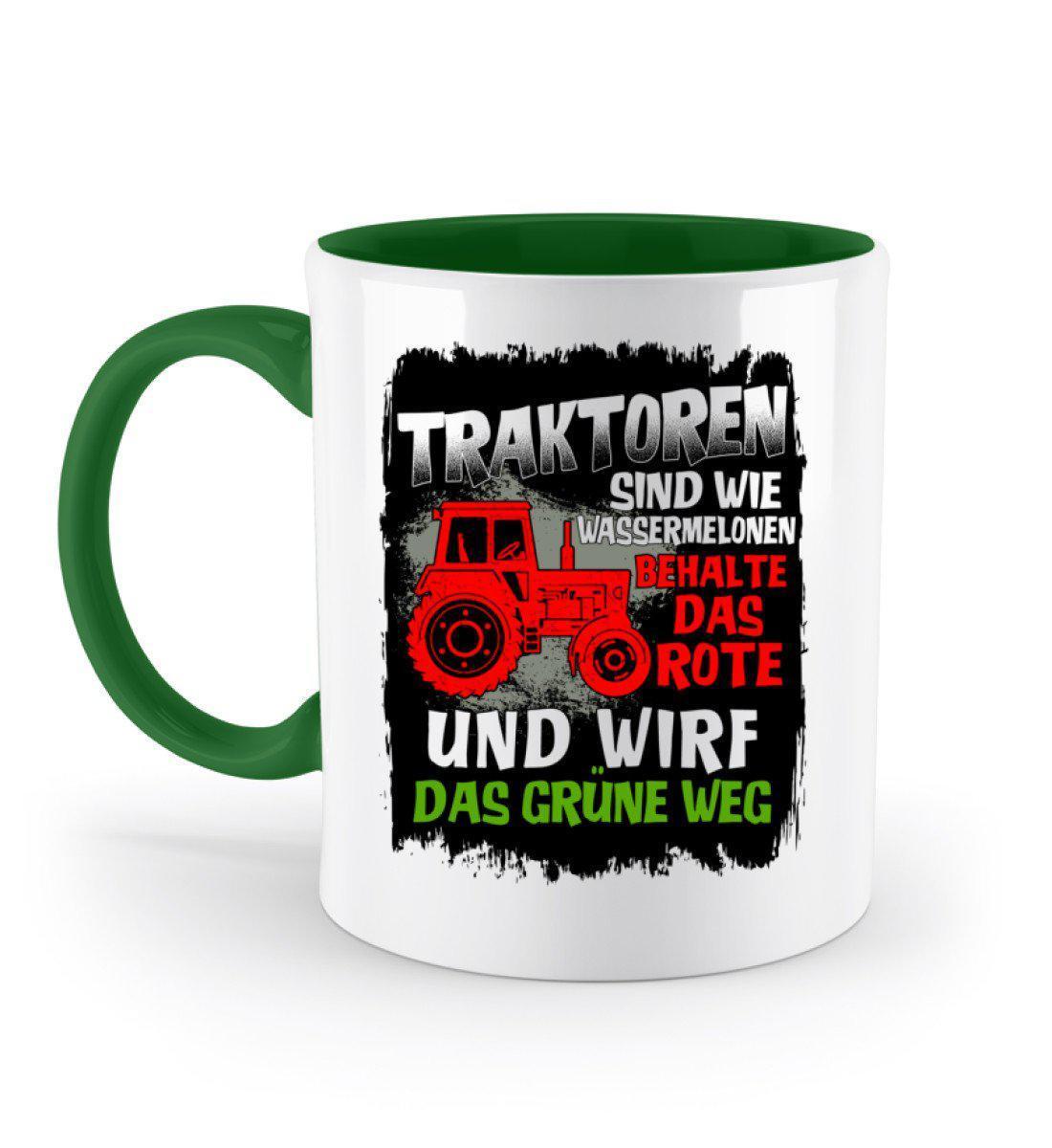 Traktoren sind wie Wassermelonen - Zweifarbige Tasse-Keramik Tasse Zweifarbig-Irish Green-330ml-Agrarstarz