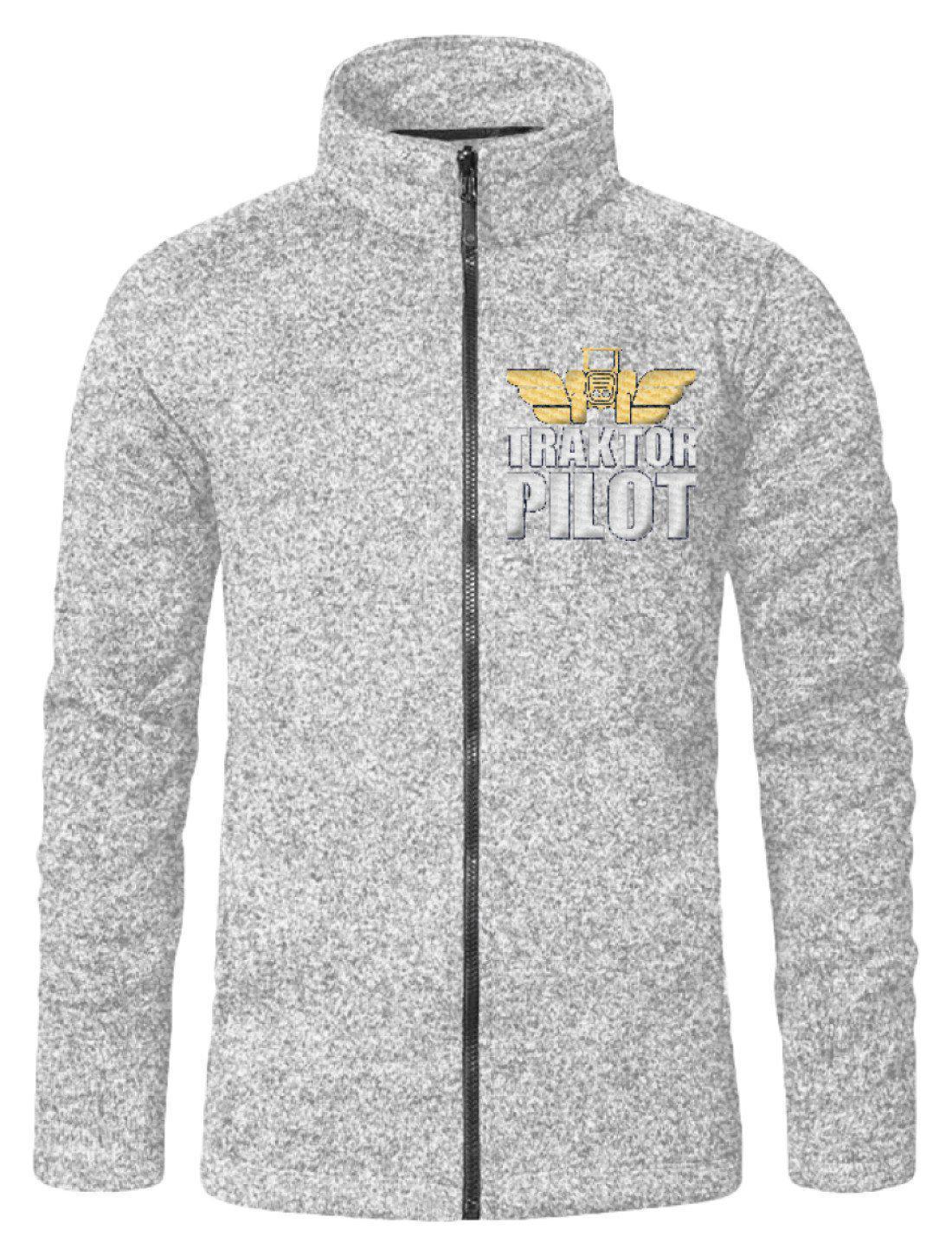 Traktorpilot · Strickfleece Jacke mit Stick-Strickfleece Jacke mit Stick-Knit Heather Grey-S-Agrarstarz