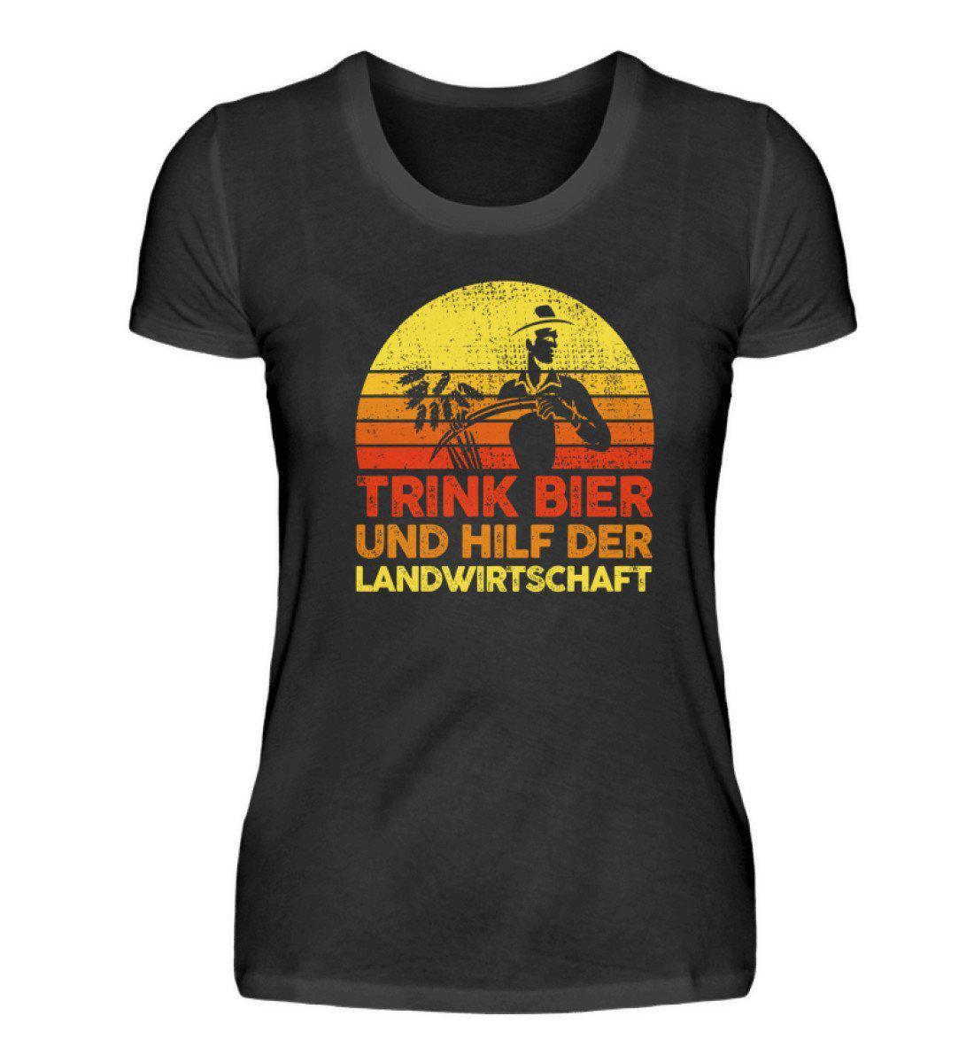 Trink Bier hilf Landwirtschaft Retro · Damen T-Shirt-Damen Basic T-Shirt-Black-S-Agrarstarz