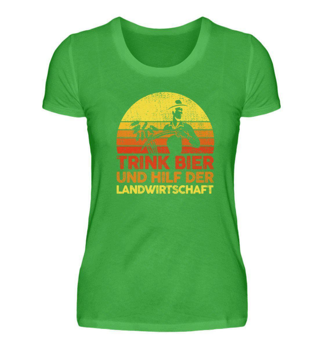 Trink Bier hilf Landwirtschaft Retro · Damen T-Shirt-Damen Basic T-Shirt-Green Apple-S-Agrarstarz