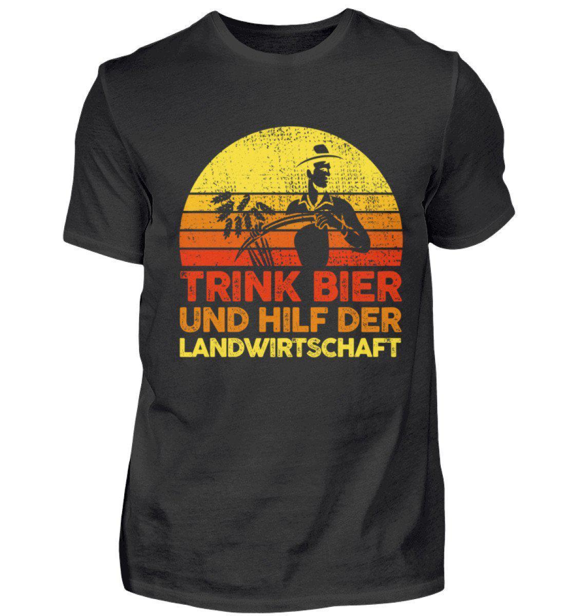Trink Bier hilf Landwirtschaft Retro · Herren T-Shirt-Herren Basic T-Shirt-Black-S-Agrarstarz
