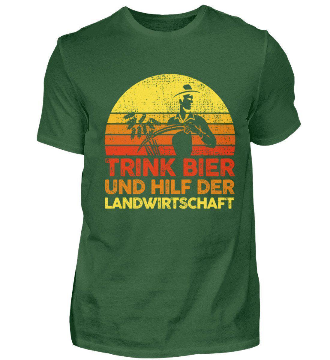 Trink Bier hilf Landwirtschaft Retro · Herren T-Shirt-Herren Basic T-Shirt-Bottle Green-S-Agrarstarz