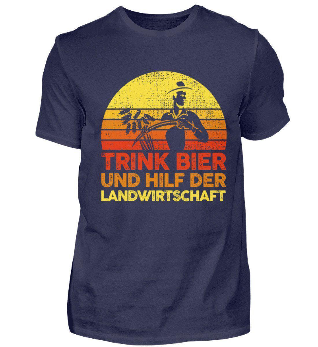 Trink Bier hilf Landwirtschaft Retro · Herren T-Shirt-Herren Basic T-Shirt-Navy-S-Agrarstarz