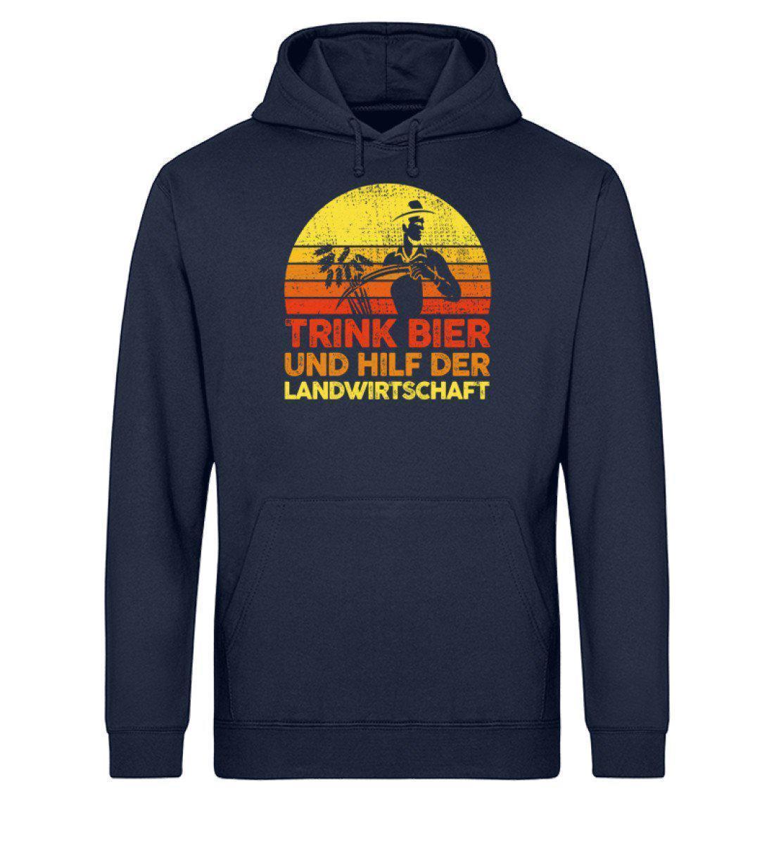 Trink Bier hilf Landwirtschaft Retro · Unisex Organic Hoodie-Drummer Hoodie ST/ST-French Navy-XS-Agrarstarz