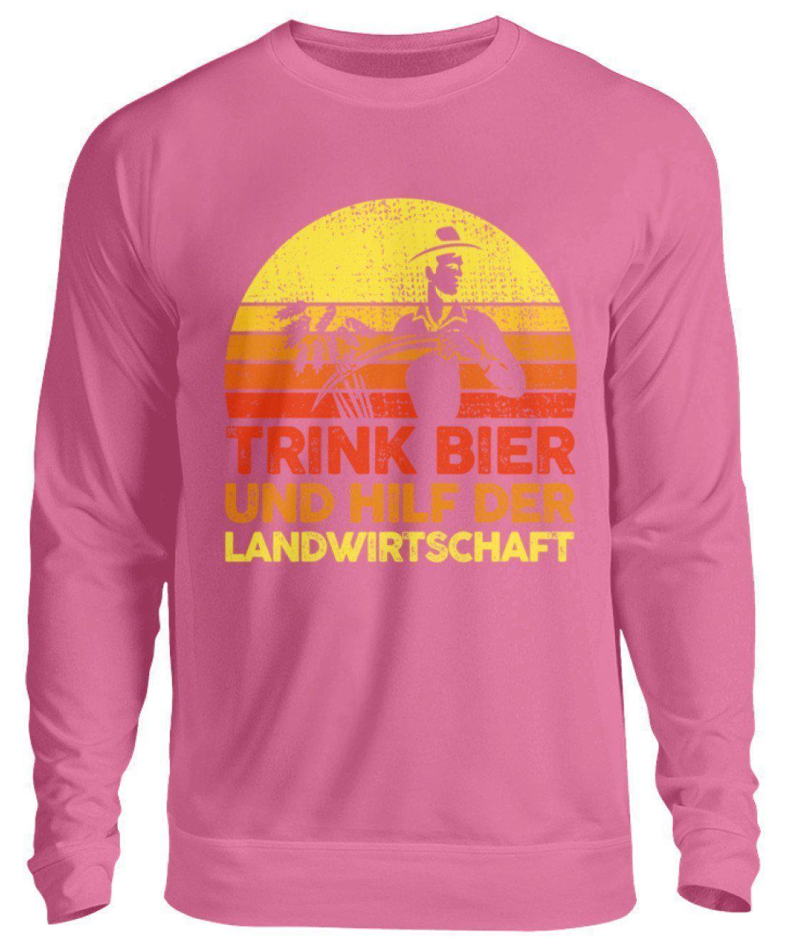 Trink Bier hilf Landwirtschaft Retro · Unisex Sweatshirt Pullover-Unisex Sweatshirt-Candyfloss Pink-S-Agrarstarz