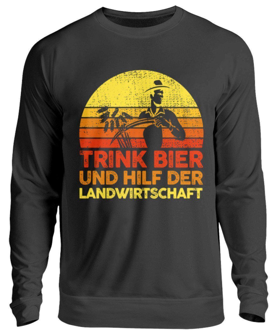 Trink Bier hilf Landwirtschaft Retro · Unisex Sweatshirt Pullover-Unisex Sweatshirt-Jet Black-S-Agrarstarz