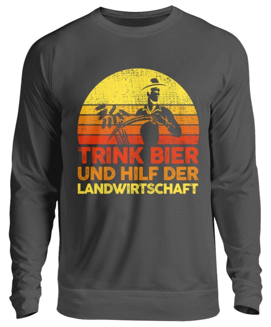 Trink Bier hilf Landwirtschaft Retro · Unisex Sweatshirt Pullover-Unisex Sweatshirt-Storm Grey (Solid)-S-Agrarstarz