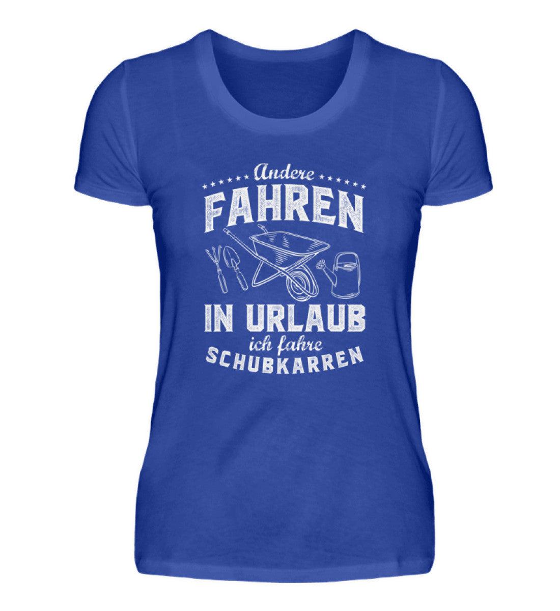 Urlaub Schubkarre · Damen T-Shirt-Damen Basic T-Shirt-Neon Blue-S-Agrarstarz