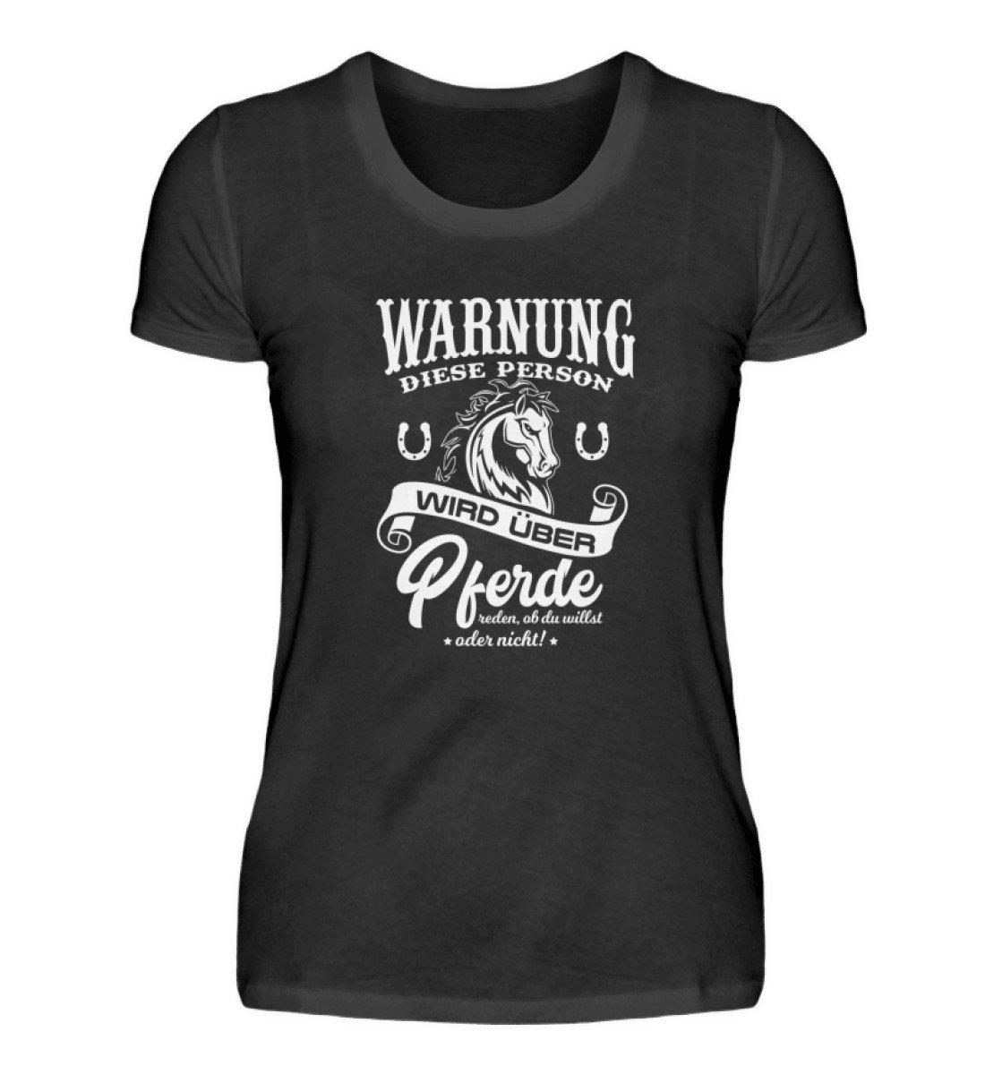 Warnung! Rede über Pferde · Damen T-Shirt-Damen Basic T-Shirt-Black-S-Agrarstarz