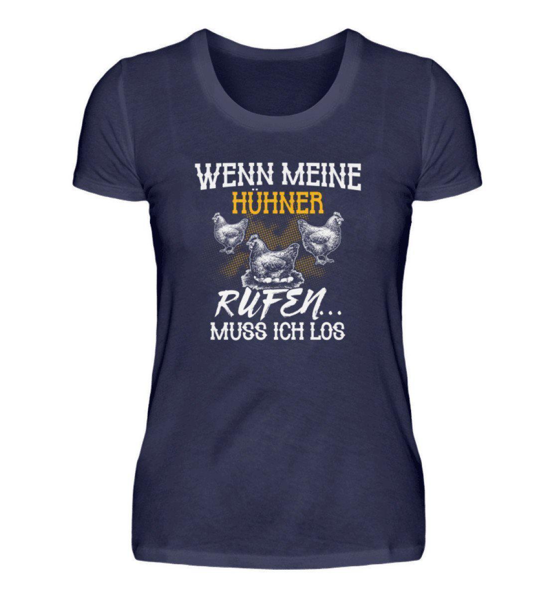 Wenn Hühner rufen · Damen T-Shirt-Damen Basic T-Shirt-Navy-S-Agrarstarz