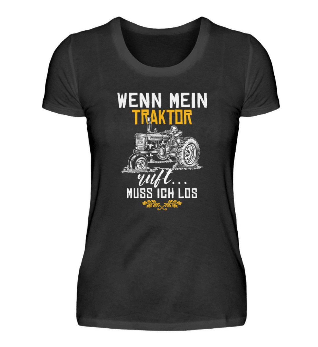 Wenn Traktor ruft · Damen T-Shirt-Damen Basic T-Shirt-Black-S-Agrarstarz