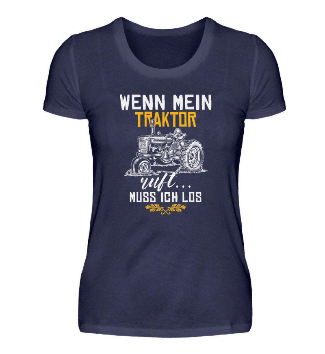 Wenn Traktor ruft · Damen T-Shirt-Damen Basic T-Shirt-Navy-S-Agrarstarz