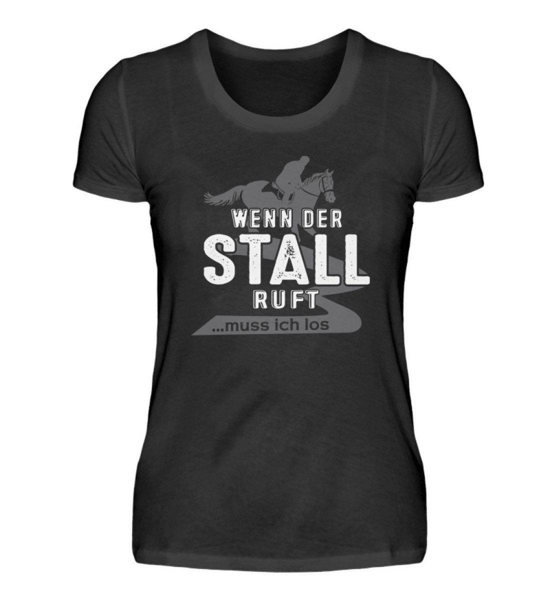 Wenn der Stall ruft · Damen T-Shirt-Damen Basic T-Shirt-Black-S-Agrarstarz