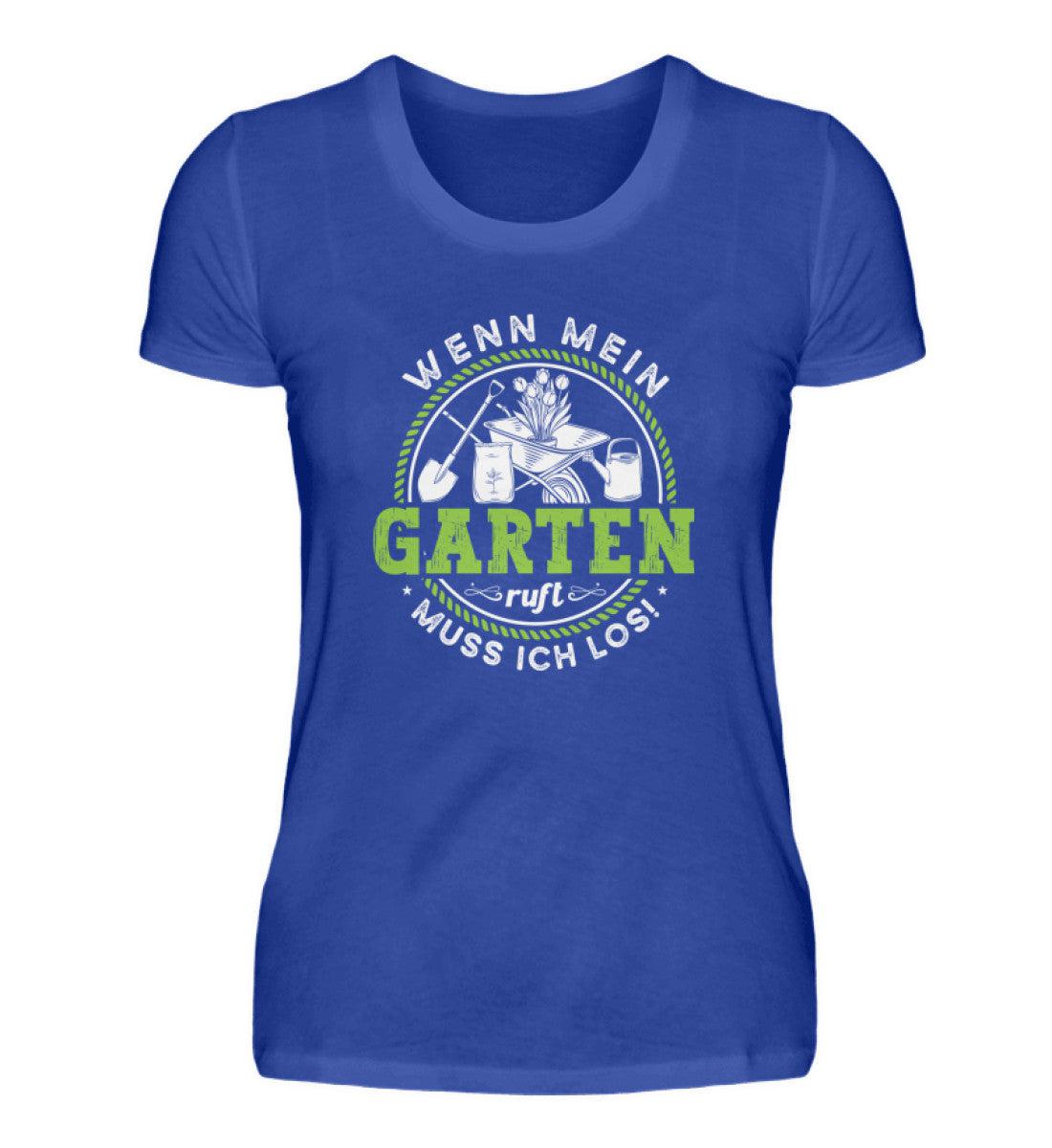 Wenn mein Garten ruft · Damen T-Shirt-Damen Basic T-Shirt-Neon Blue-S-Agrarstarz
