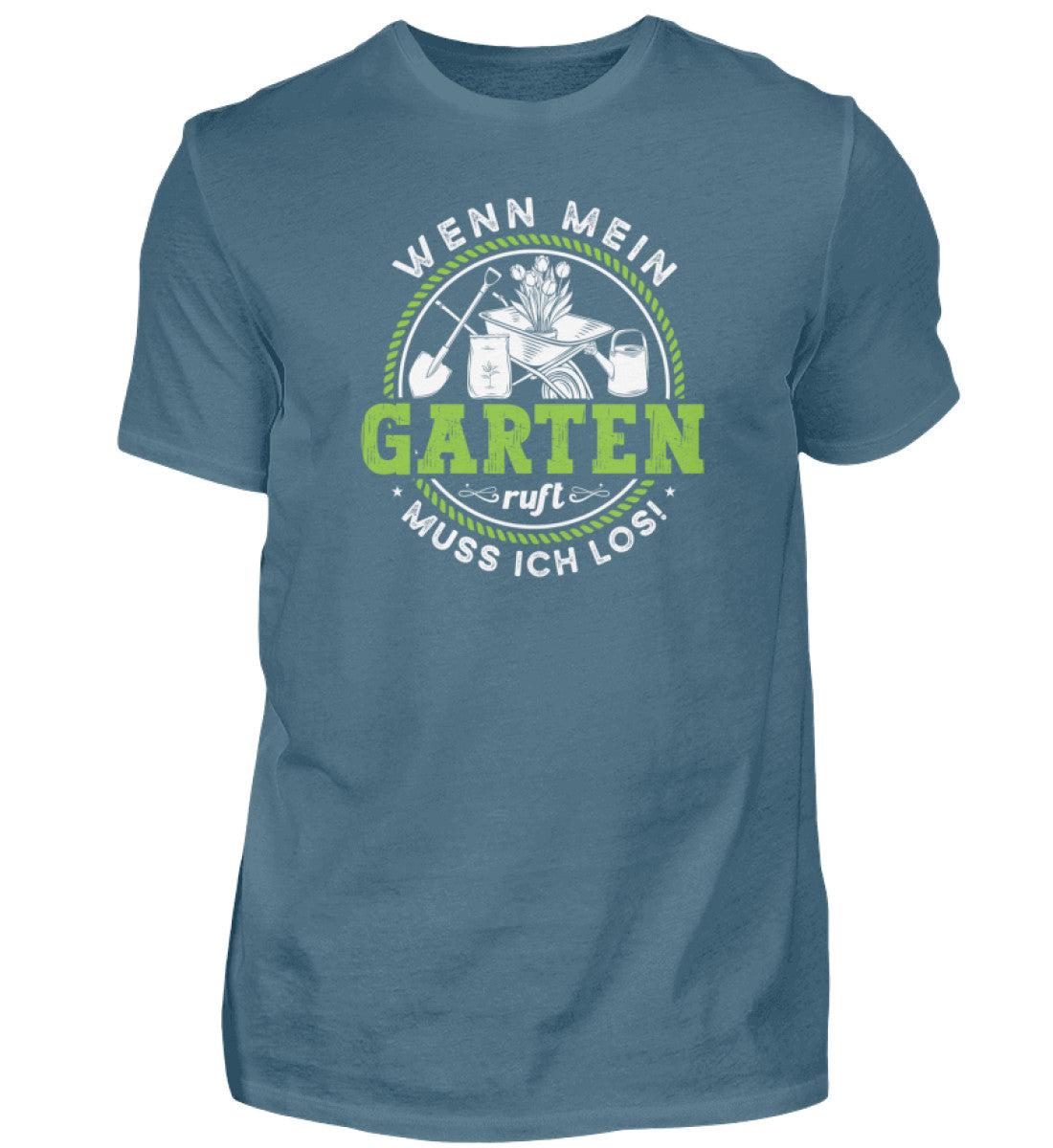Wenn mein Garten ruft · Herren T-Shirt-Herren Basic T-Shirt-Stone Blue-S-Agrarstarz