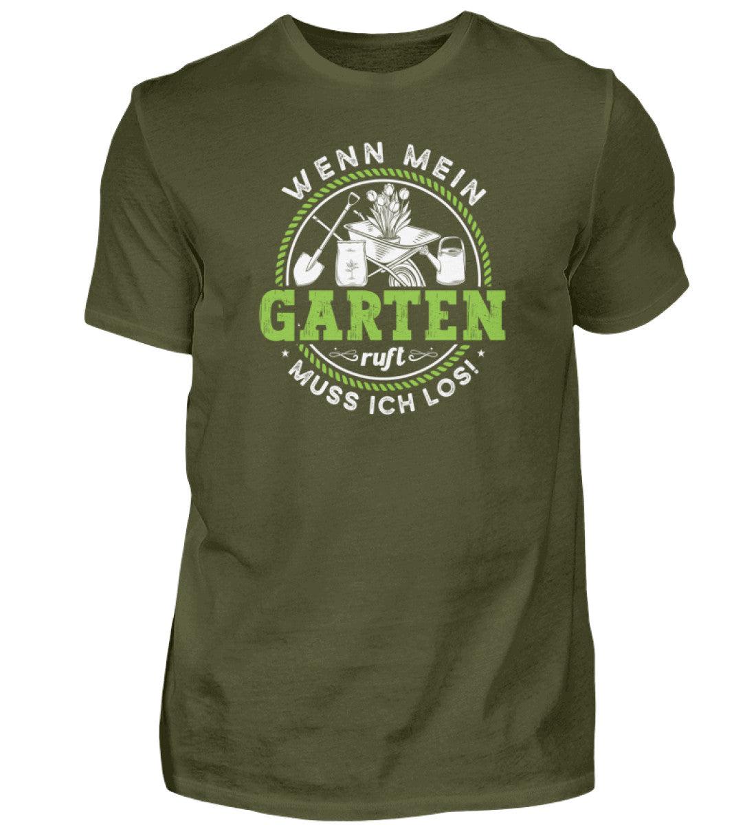 Wenn mein Garten ruft · Herren T-Shirt-Herren Basic T-Shirt-Urban Khaki-S-Agrarstarz
