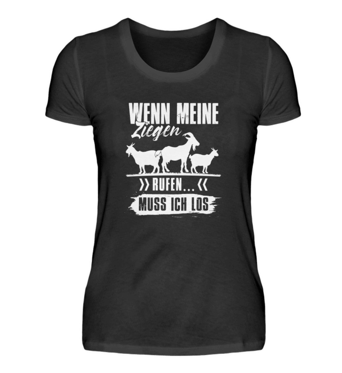 Wenn meine Ziegen rufen · Damen T-Shirt-Damen Basic T-Shirt-Black-S-Agrarstarz